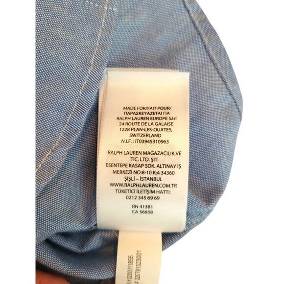 Polo Ralph Lauren Chambray Blue Baby Shirt Allover Pony Logo Long Sleeve, 6M NWT - Picture 13 of 14